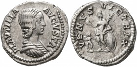 Plautilla, Augusta, 202-205. Denarius (Silver, 19 mm, 3.20 g, 12 h), Rome. PLAVTILLA AVGVSTA Draped bust of Plautilla to right. Rev. VENVS VICTRIX Ven...