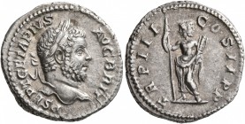 Geta, 209-211. Denarius (Silver, 19 mm, 3.29 g, 1 h), Rome, 211. P SEPT GETA PIVS AVG BRIT Laureate head of Geta to right. Rev. TR P III COS II P P Ja...