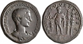 Diadumenian, as Caesar, 217-218. Dupondius (Orichalcum, 25 mm, 12.94 g, 12 h), Rome, summer 217-early 218. M OPEL ANTONINVS DIADVMENIANVS CAES Bare-he...