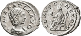 Julia Paula, Augusta, 219-220. Denarius (Silver, 20 mm, 3.16 g, 6 h), Rome. IVLIA PAVLA AVG Draped bust of Julia Paula to right. Rev. VENVS GENETRIX V...