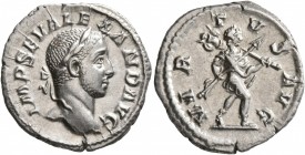 Severus Alexander, 222-235. Denarius (Silver, 19 mm, 3.40 g, 1 h), Rome, 228. IMP SEV ALEXAND AVG Laureate head of Severus Alexander to right. Rev. VI...