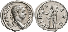 Severus Alexander, 222-235. Denarius (Silver, 20 mm, 2.67 g, 12 h), Rome, 230. IMP SEV ALEXAND AVG Laureate head of Severus Alexander to right, with s...