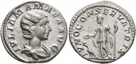 Julia Mamaea, Augusta, 222-235. Denarius (Silver, 19 mm, 3.00 g, 6 h), Rome, 222. IVLIA MAMAEA AVG Diademed and draped bust of Julia Mamaea to right. ...