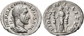 Maximinus I, 235-238. Denarius (Silver, 21 mm, 3.27 g, 12 h), Rome, 235. IMP MAXIMINVS PIVS AVG Laureate, draped and cuirassed bust of Maximinus I to ...