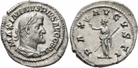Maximinus I, 235-238. Denarius (Silver, 21 mm, 3.14 g, 6 h), Rome, 236-238. MAXIMINVS PIVS AVG GERM Laureate, draped and cuirassed bust of Maximinus I...