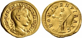 Gordian III, 238-244. Aureus (Gold, 20 mm, 3.44 g, 11 h), Rome, 238-239. IMP CAES M ANT GORDIANVS AVG Laureate, draped and cuirassed bust of Gordian I...