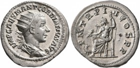 Gordian III, 238-244. Antoninianus (Silver, 23 mm, 4.37 g, 12 h), Antiochia, 239-240. IMP CAES M ANT GORDIANVS AVG Radiate, draped and cuirassed bust ...