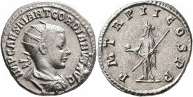 Gordian III, 238-244. Antoninianus (Silver, 21 mm, 4.42 g, 12 h), Antiochia, 239-240. IMP CAES M ANT GORDIANVS AVG Radiate, draped and cuirassed bust ...