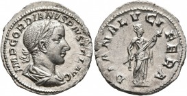 Gordian III, 238-244. Denarius (Silver, 20 mm, 2.56 g, 1 h), Rome, Summer 241. IMP GORDIANVS PIVS FEL AVG Laureate, draped and cuirassed bust of Gordi...