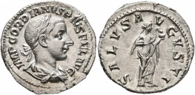 Gordian III, 238-244. Denarius (Silver, 20 mm, 3.26 g, 7 h), Rome, Summer 241. IMP GORDIANVS PIVS FEL AVG Laureate, draped and cuirassed bust of Gordi...