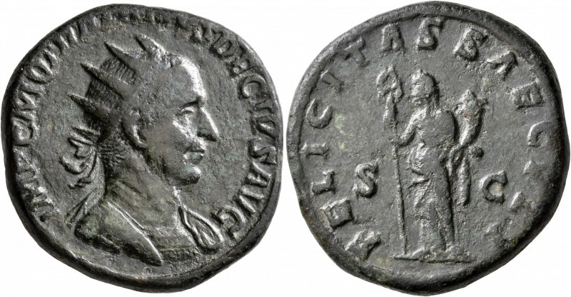 Trajan Decius, 249-251. Double Sestertius (Orichalcum, 36 mm, 38.94 g, 1 h), Rom...