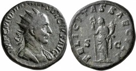 Trajan Decius, 249-251. Double Sestertius (Orichalcum, 36 mm, 38.94 g, 1 h), Rome. IMP C M Q TRAIANVS DECIVS AVG Radiate and cuirassed bust of Decius ...