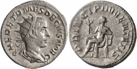 Herennius Etruscus, as Caesar, 249-251. Antoninianus (Silver, 21 mm, 4.35 g, 1 h), Rome, circa 250-251. Q HER ETR MES DECIVS NOB C Radiate and draped ...