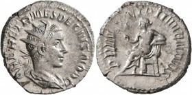 Herennius Etruscus, as Caesar, 249-251. Antoninianus (Silver, 22 mm, 4.50 g, 6 h), Rome, circa 250-251. Q HER ETR MES DECIVS NOB C Radiate and draped ...