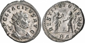 Tacitus, 275-276. Antoninianus (Silvered bronze, 23 mm, 3.53 g, 11 h), Lugdunum, January 276. IMP CL TACITVS AVG Radiate, draped and cuirassed bust of...