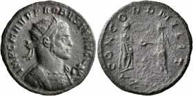 Probus, 276-282. Antoninianus (Bronze, 22 mm, 2.69 g, 1 h), Siscia, 277. IMP C M AVR PROBVS P F AVG Radiate, draped and cuirassed bust of Probus to ri...