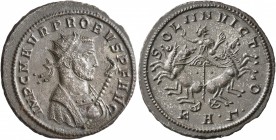 Probus, 276-282. Antoninianus (Silvered bronze, 23 mm, 3.71 g, 6 h), Serdica, 277. IMP C M AVR PROBVS P F AVG Radiate bust of Probus to left, wearing ...