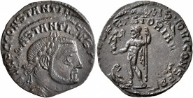 Constantine I, 307/310-337. Follis (Bronze, 24 mm, 3.50 g, 11 h), Thessalonica, circa 312-313. IMP C CONSTANTI[NVS P F AVG] Laureate, draped and cuira...