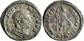 Constantine I, 307/310-337. Half Follis (Bronze, 18 mm, 1.73 g, 12 h), Treveri, 313-315. CONSTANTINVS AVG Laureate, draped and cuirassed bust of Const...