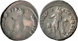 Constantine I (?), 307/310-337. Follis (Bronze, 20 mm, 3.48 g, 12 h), Rome, 314-315. Incuse of reverse. Rev. SOLI INV-I-CTO COMITI / R / X / [F / RP] ...