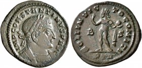 Constantine I, 307/310-337. Follis (Bronze, 21 mm, 3.30 g, 11 h), Treveri, 315-316. IMP CONSTANTINVS P AVG Laureate and cuirassed bust of Constantine ...
