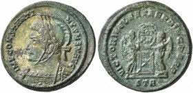 Constantine I, 307/310-337. Follis (Silvered bronze, 19 mm, 3.21 g, 12 h), Treveri, 319. IMP CONSTANTI-NVS MAX AVG Laureate, helmeted and cuirassed bu...