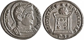 Constantine I, 307/310-337. Follis (Bronze, 19 mm, 3.00 g, 6 h), a contemporary imitation of an issue from Treveri, after 321. CONSTAN-TINVS AVG Helme...