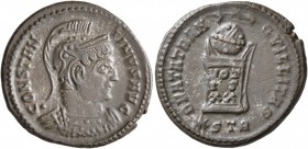 Constantine I, 307/310-337. Follis (Silvered bronze, 20 mm, 3.71 g, 6 h), a contemporary imitation of a BEATA TRANQVILLITAS issue from Treveri, after ...