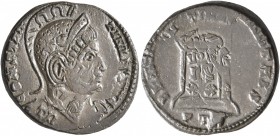 Constantine I, 307/310-337. Follis (Bronze, 19 mm, 3.61 g, 6 h), a contemporary imitation of an issue from Treveri, after 321. CONSTAN-TINVS [...] Hel...