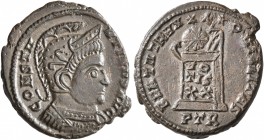 Constantine I, 307/310-337. Follis (Bronze, 19 mm, 3.18 g, 6 h), a contemporary imitation of an issue from Treveri, after 321. CONSTAN-TINVS AVG Helme...