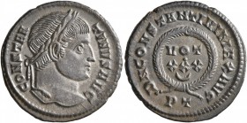 Constantine I, 307/310-337. Follis (Bronze, 20 mm, 2.98 g, 1 h), Ticinum, 325. CONSTAN-TINVS AVG Laureate head of Constantine I to right. Rev. D N CON...