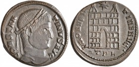 Constantine I, 307/310-337. Follis (Bronze, 18 mm, 2.66 g, 5 h), a contemporary imitation of an issue from Treveri, after 327. CONSTANTINVS AVG Laurea...