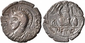 Commemorative Series, 330-354. Follis (Silvered bronze, 16 mm, 1.26 g, 5 h), a contemporary imitation of an issue from Treveri, after 330. VRIII ROM[....