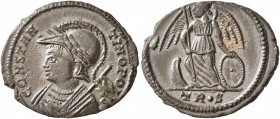 Commemorative Series, 330-354. Follis (Bronze, 19 mm, 2.25 g, 6 h), a contemporary imitation of an issue from Treveri, after 332. CONSTAN-TINOPOLIS He...
