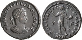 Crispus, Caesar, 316-326. Follis (Bronze, 20 mm, 3.39 g, 10 h), Treveri, 316. FL IVL CRISPVS NOB CAES Laureate and cuirassed bust of Crispus to right....
