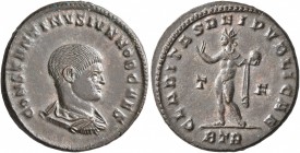 Constantine II, Caesar, 316-326. Follis (Silvered bronze, 20 mm, 3.15 g, 6 h), Treveri, 317. CONSTANTINVS IVN NOB CAES Bare-headed, draped and cuirass...