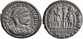 Constantine II, as Caesar, 316-337. Follis (Silvered bronze, 16 mm, 2.19 g, 6 h), a contemporary imitation of an issue from Treveri, after 335. CONSTV...