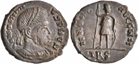 Constantine II, as Caesar, 316-337. Follis (Bronze, 16 mm, 1.68 g, 7 h), a contemporary imitation of an issue from Treveri, after 337. LOHT NzIII VS P...
