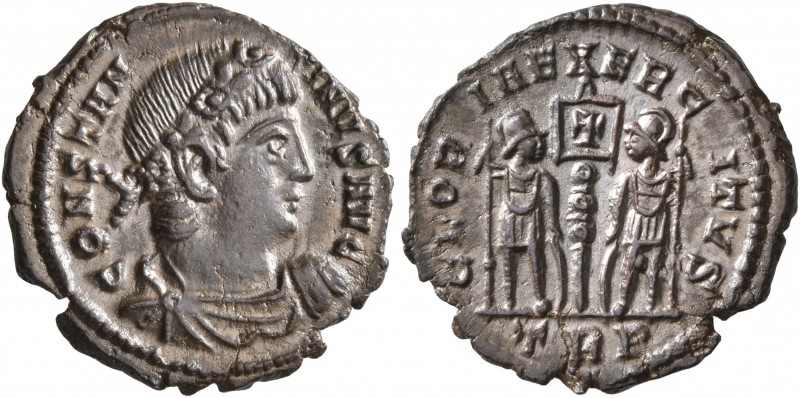 Constantine II, 337-340. Follis (Silvered bronze, 16 mm, 1.93 g, 12 h), Treveri,...