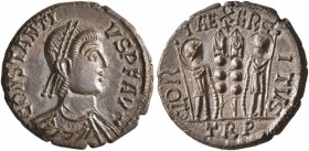 Constantius II, 337-361. Follis (Silvered bronze, 16 mm, 2.31 g, 7 h), a contemporary imitation of an issue from Treveri, after 337. CONSTANTI-VS P F ...
