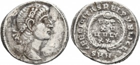 Constantius II, 337-361. Siliqua (Silver, 20 mm, 3.19 g, 6 h), Nicomedia, 340-351. Rosette-diademed head of Constantius II to right, with eyes raised ...
