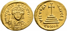 Tiberius II Constantine, 578-582. Solidus (Gold, 20 mm, 4.47 g, 7 h), Constantinopolis, 579-852. δ m TIb CONSTANT P P AVG Draped and cuirassed bust of...