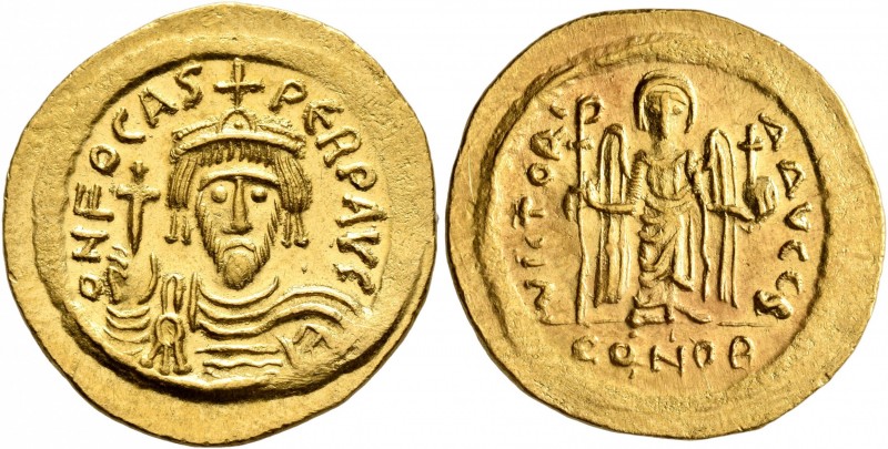 Phocas, 602-610. Solidus (Gold, 22 mm, 4.50 g, 7 h), Constantinopolis, 602/3. O ...