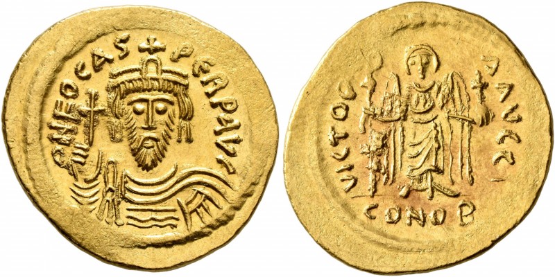 Phocas, 602-610. Solidus (Gold, 22 mm, 4.50 g, 7 h), Constantinopolis, 602/3. O ...