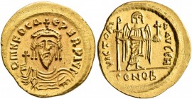 Phocas, 602-610. Solidus (Gold, 21 mm, 4.42 g, 7 h), Constantinopolis or Thessalonica, circa 603-605. Dm N FOCAЄ PERP AVG Draped and cuirassed bust of...