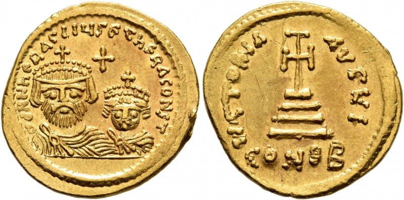 Heraclius, with Heraclius Constantine, 610-641. Solidus (Gold, 21 mm, 4.35 g, 7 ...