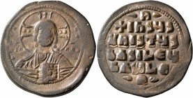 Anonymous Folles, time of Basil II & Constantine VIII, circa 976-1025. Follis (Bronze, 35 mm, 16.26 g, 6 h), Class A2, Constantinopolis. +ЄMMANOЧHΛ Ni...