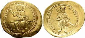 Isaac I Comnenus, 1057-1059. Histamenon (Gold, 27 mm, 4.42 g, 7 h), Constantinopolis. +IhX XIC RЄX RЄςNANTҺIm Nimbate Christ enthroned facing, wearing...