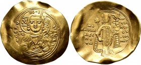 Manuel I Comnenus, 1143-1180. Hyperpyron (Gold, 30 mm, 4.21 g, 6 h), Constantinopolis, circa 1152-1160. +ΚЄ ROHΘЄI Draped bust of Christ facing, nimba...