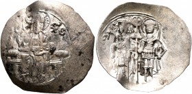Theodore Comnenus-Ducas, as emperor of Thessalonica, 1225/7-1230. Trachy (Silver, 25 mm, 1.81 g, 6 h), Thessalonica, circa 1225. Christ, nimbate, seat...